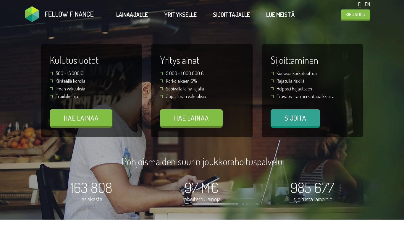 Fellow Finance vertaislainapalvelusta lainaat muilta yksityishenkilöiltä -  