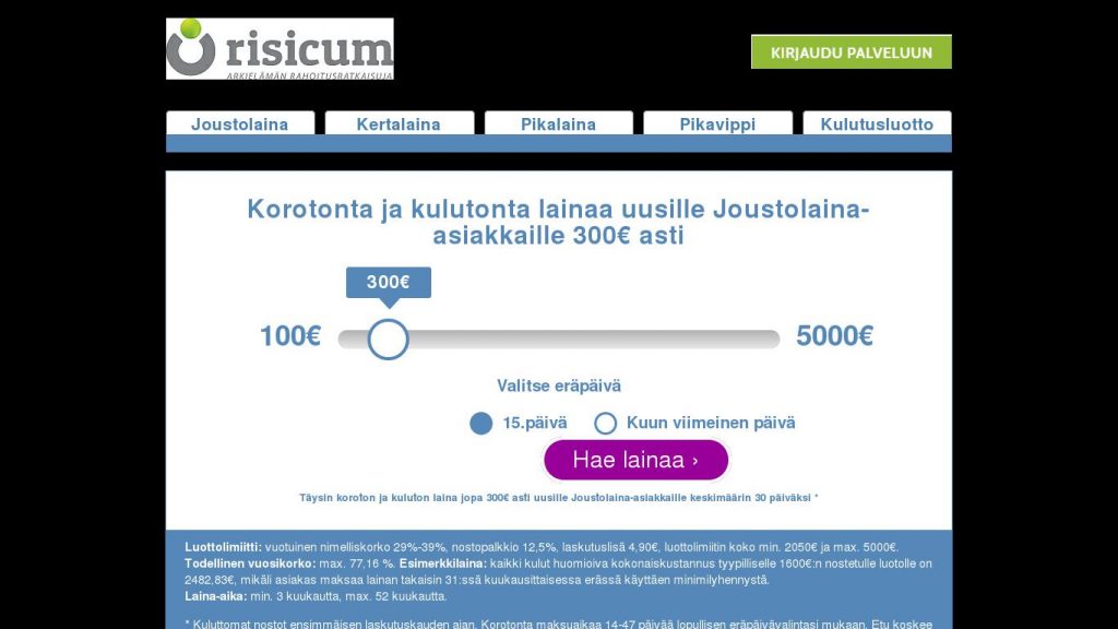 Risicum tarjoaa joustavia rahoitusratkaisuja  euroon asti 