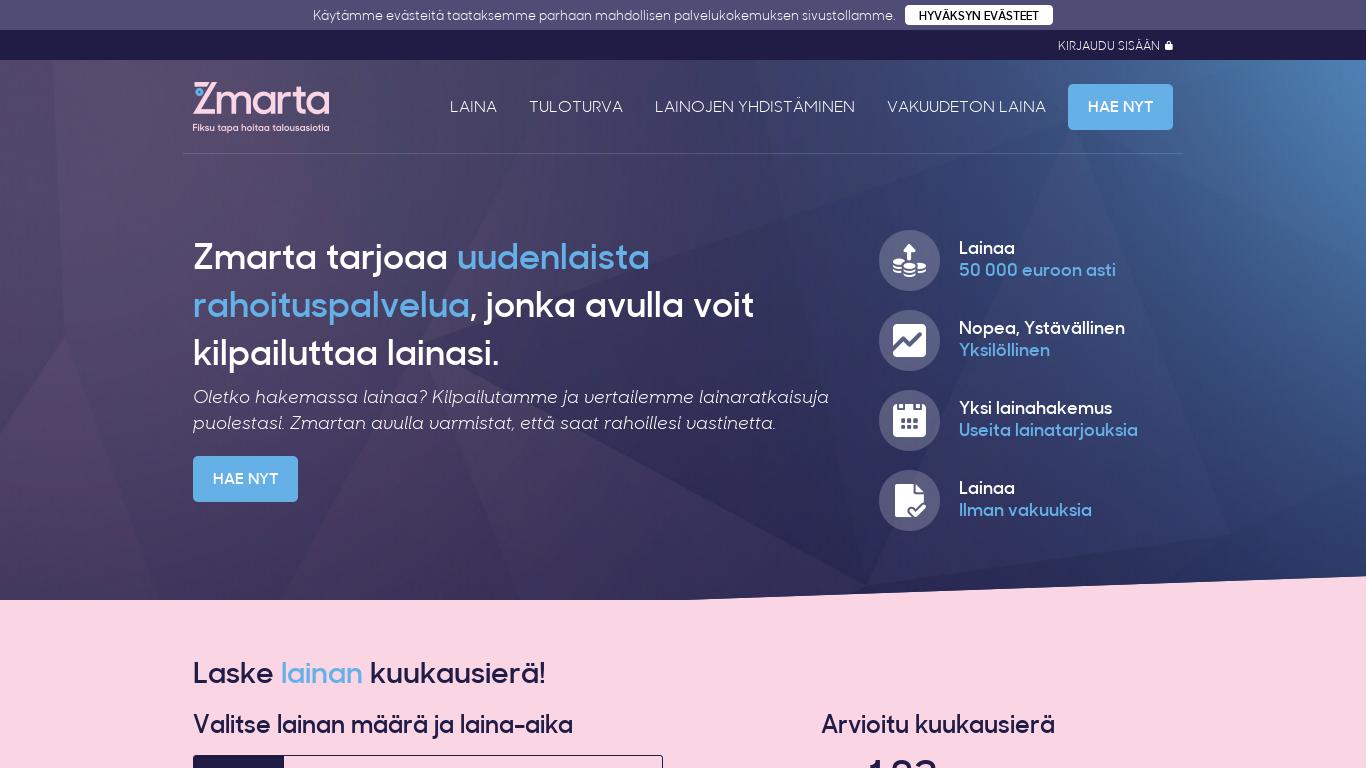 Zmarta - Yhdistä vanhat lainasi tai kilpailuta uusi laina 